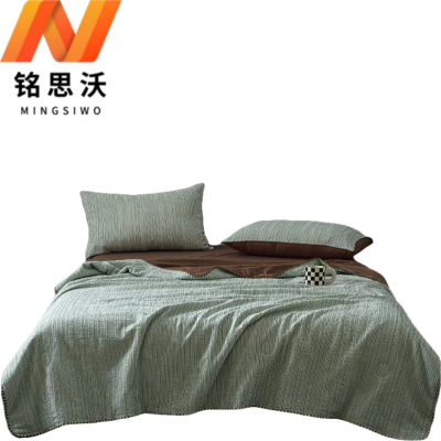 铭思沃夏被三件套1.5米床 绿条纹 套