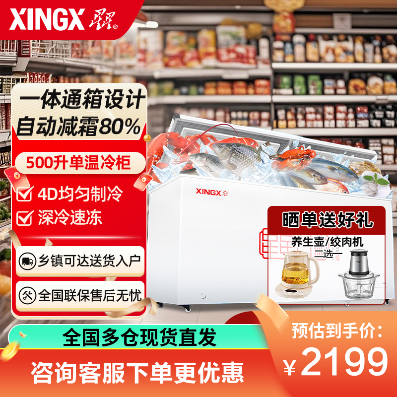 星星(XINGX)500升 商用冰柜冷藏保鲜强劲冷冻超市便利店大容量节能省电家商两用单温冷柜 BD/BC-500R