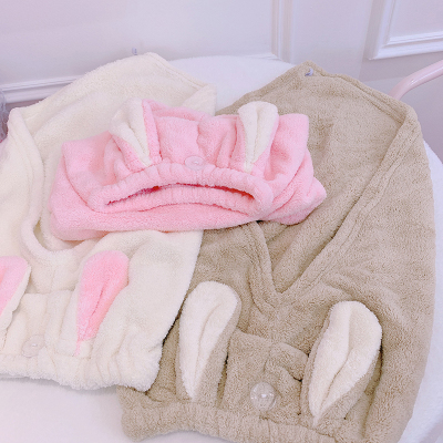 美帮汇兔耳朵干发帽女吸水速干长发包头毛巾成人浴帽干发巾