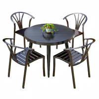 攸形户外圆桌80*80cm+4椅套