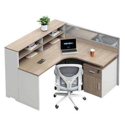 DXBG简约现代职员办公桌员工位转角l型卡座电脑桌办公室桌椅组合F型单人位+固定柜+椅子