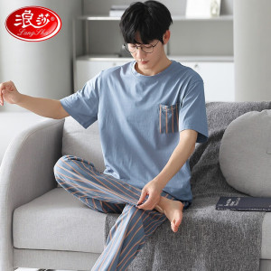 浪莎男士睡衣男夏季冰丝莫代尔薄款短袖短裤凉感可外穿家居服两件套装 主图优选 XL