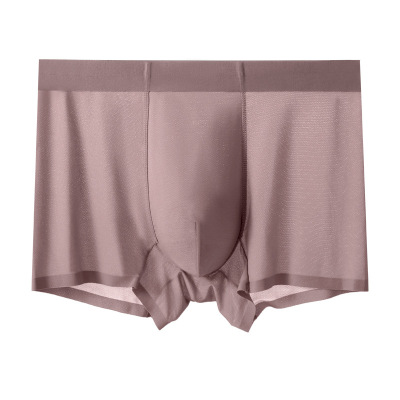 无痕冰丝内裤男ZK蕉凸内裤工厂平角裤透气网孔一片式男生内裤