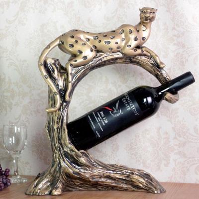 美帮汇欧式豹子红酒架复古酒柜装饰工艺品摆件客厅玄关家居开业创意