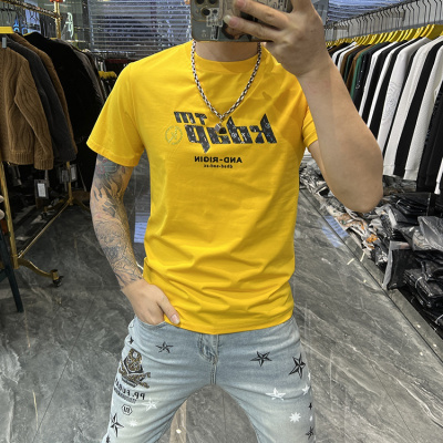 年夏季新款潮牌男士套头圆领流行印花图案时尚休闲短袖T恤男_1