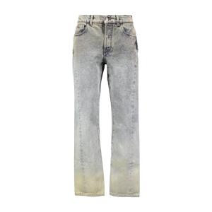 Off-White女士漂白效果直筒牛仔裤时尚百搭腰带设计