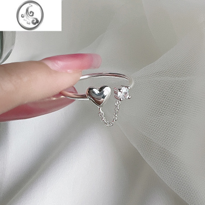 JiMi/爱心链条戒指银银女设计小众时尚个性食指开口高级感轻奢指环