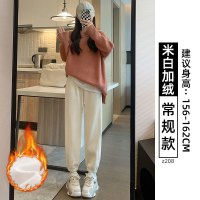 雪尼尔运动裤女新款秋冬季加绒卫裤束脚小个子休闲灯芯绒裤子_845