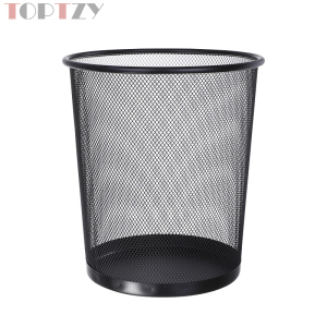 toptzy TZ4022202 网状圆形垃圾桶铁艺垃圾篓无盖纸篓 黑色中号