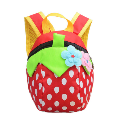 新款夏季帆布儿童书包宝宝小猪背包防走失带幼儿园1-3岁小女孩双肩包-定制草莓款蓝色草莓款蓝色