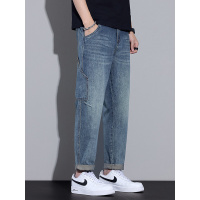 新款直筒牛仔裤男高级感宽松复古水洗耐磨时尚设计休闲裤四季