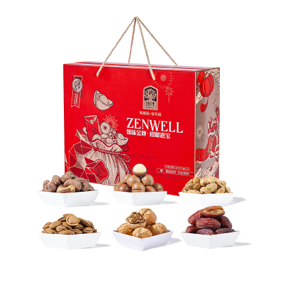 臻味金牌·2000g招财进宝坚果春节节日礼盒5种坚果5种果干大克重礼盒内里更丰富