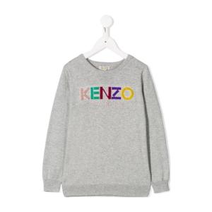 高田贤三(Kenzo)女孩运动卫衣灰色棉质圆领长袖带logo标识休闲舒 灰色 8Y