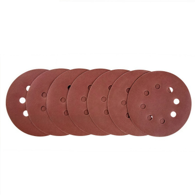 铁洋 背绒砂纸片 植绒砂纸片 5寸125mm8孔1000目红砂 片