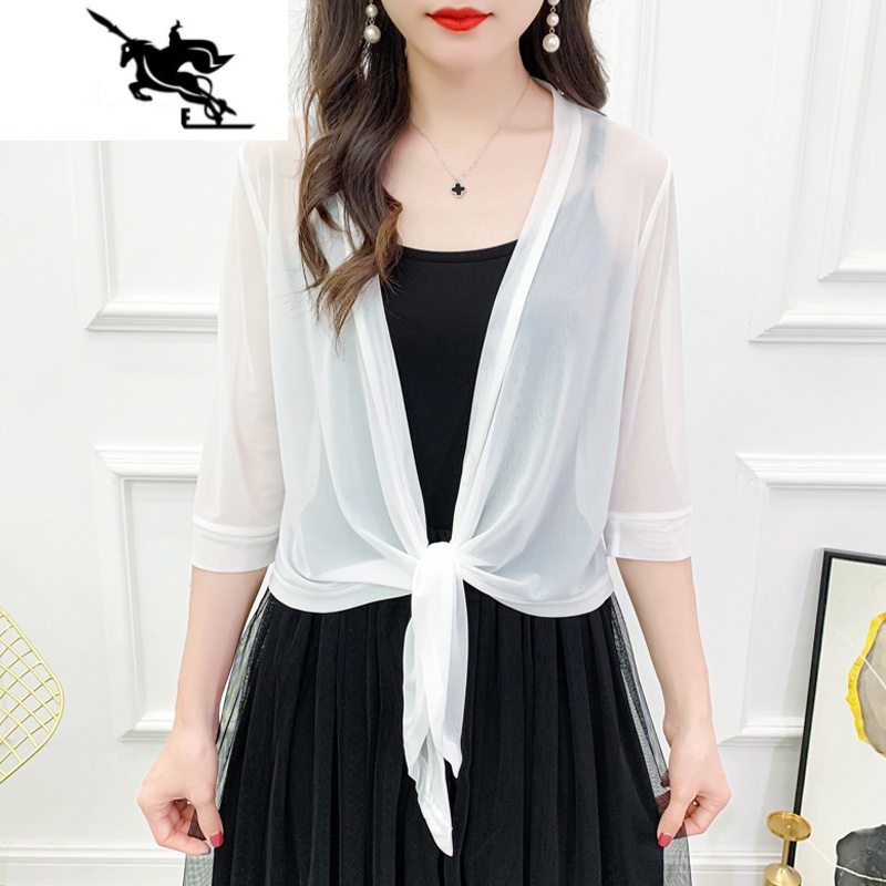 new lake网纱开衫夏季防晒披肩女薄款小外套配裙子的上衣大码胖mm外搭