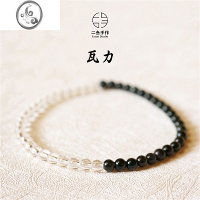 JiMi黑曜石手链女冷淡风暗黑系手链ins小众设计白水晶手链女礼物
