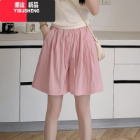 YIBUSHENG湖蓝色冰丝山本短裤女季2024年新款高腰外穿休闲阔腿运动五分裤