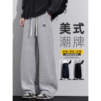 休闲裤男士秋季新款美式潮牌裤子宽松直筒博澳绒运动长裤_82