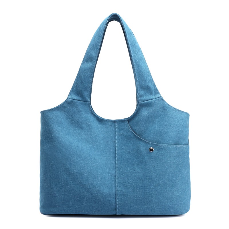 福源大包包帆布包女单肩手提帆布袋布兜纯色简约轻便短途旅行包时尚