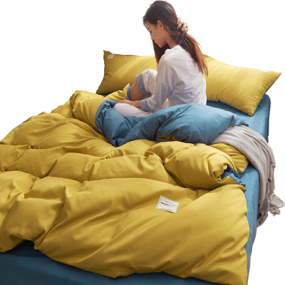 美帮汇床单被套四件套 简约北欧被单春夏大学生宿舍单人三件套男