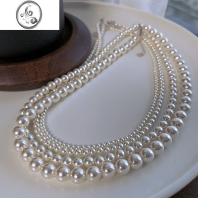 JiMi暖白色正圆施家珍珠项链女轻奢小众高级法式复古单戴叠戴锁骨颈链