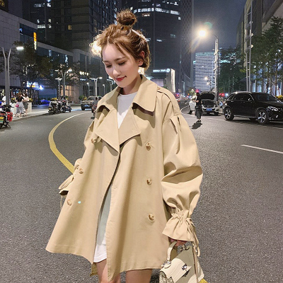 FISHBASKET工装外套女小个子短款风衣2020年新款韩版宽松流行加厚大衣风衣女