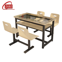 DXBG餐桌4人学校食堂小吃店快餐桌椅饭堂钢化玻璃桌1200*600*750