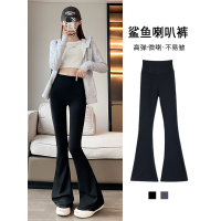 微喇鲨鱼裤女外穿春秋款高腰提臀紧身裤黑色春季薄款瑜伽喇叭裤子