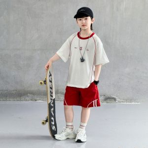 男童夏季短袖套装2026新款夏装中大儿童男孩夏款酷帅气运动两件套