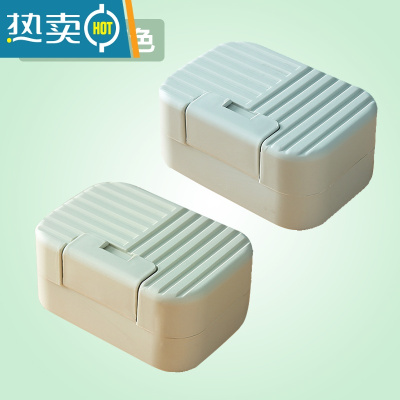 敬平肥皂盒带盖学生宿舍澡堂用密封旅行便携式沥水创意个性可爱香皂盒 绿色+蓝色