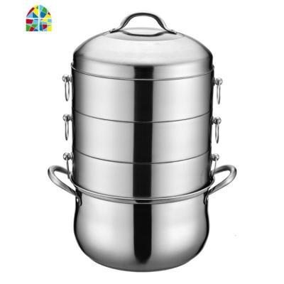 304不锈钢蒸锅三层加厚复底家用原味无孔不串味蒸米饭馒头锅 FENGHOU 28cm五层(一锅一盖四蒸格)
