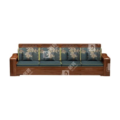 居将 JJ4022932 中式胡桃木实木沙发 四人位
