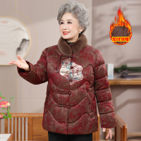 奶奶装冬装棉衣时尚女装中老年人加绒保暖棉服加厚老年50岁刺绣女