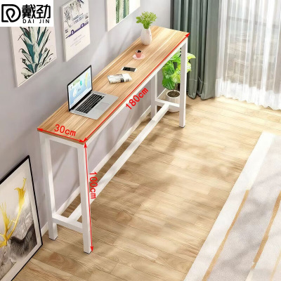 戴劲家用吧台奶茶店高脚桌靠墙商用长条桌酒吧台桌椅组合180*30*100单桌