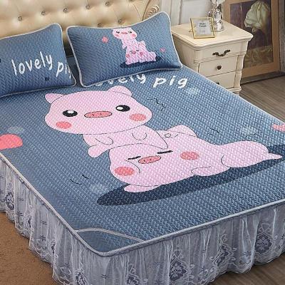 美帮汇可水洗折叠天丝空调软席床裙款1.8m冰丝凉席米三件套夏天夏季机洗