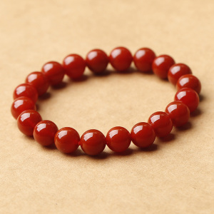 天然南红色半宝石水晶手链情侣甜美圆珠商务礼品手串唯美精致送女朋友老婆情人节七夕生日礼物 红色10mm南红玛瑙手链