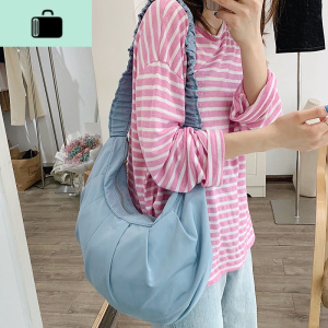 文艺清新帆布袋斜挎饺子包女日韩森系学院风ins学生大容量单肩包NEW LAKE女斜挎包