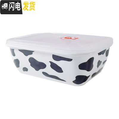 三维工匠陶瓷饭盒上班族微波炉分隔型日式水果少女心可加热带饭饭盒便当盒 黑色吸气奶牛三格饭盒