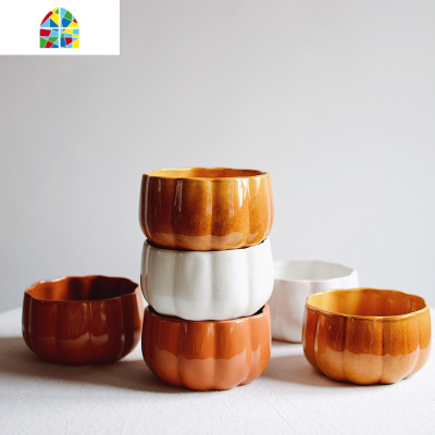 收集时光 Camus say三色南瓜碗 不规则器型陶瓷面碗粥碗 南瓜汤碗 FENGHOU