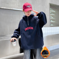 儿童装男童冬装加绒连帽卫衣新款中大童秋冬款男孩加厚冬季潮