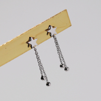 新款女925纯银耳钉简约气质耳环个性防过敏耳饰短流苏五角星送女朋友老婆情人节七夕生日礼物