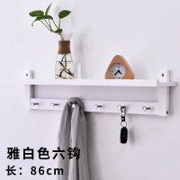 美帮汇挂衣架壁挂墙上衣帽架实木客厅多功能置物架创意口玄关衣服挂钩 白色6钩