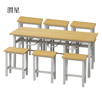 渭星餐桌6人学校食堂小吃店快餐桌椅饭堂防火板桌1800*600*750含椅