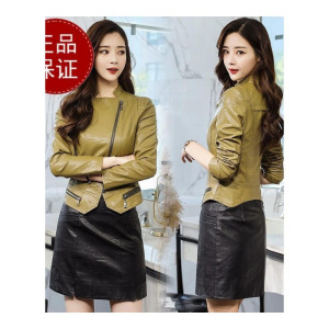 2024春秋新款韩版修身显瘦真皮百搭休闲机车皮夹克小皮衣女外套潮品牌官方旗舰店特卖