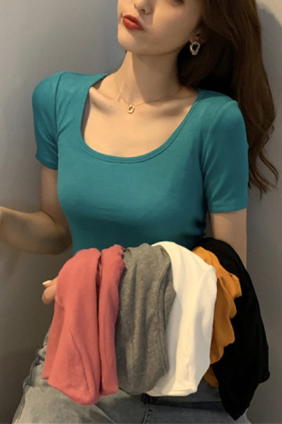 打底衫女夏季新款短袖T恤女装韩版修身显瘦露脐上衣女衣服