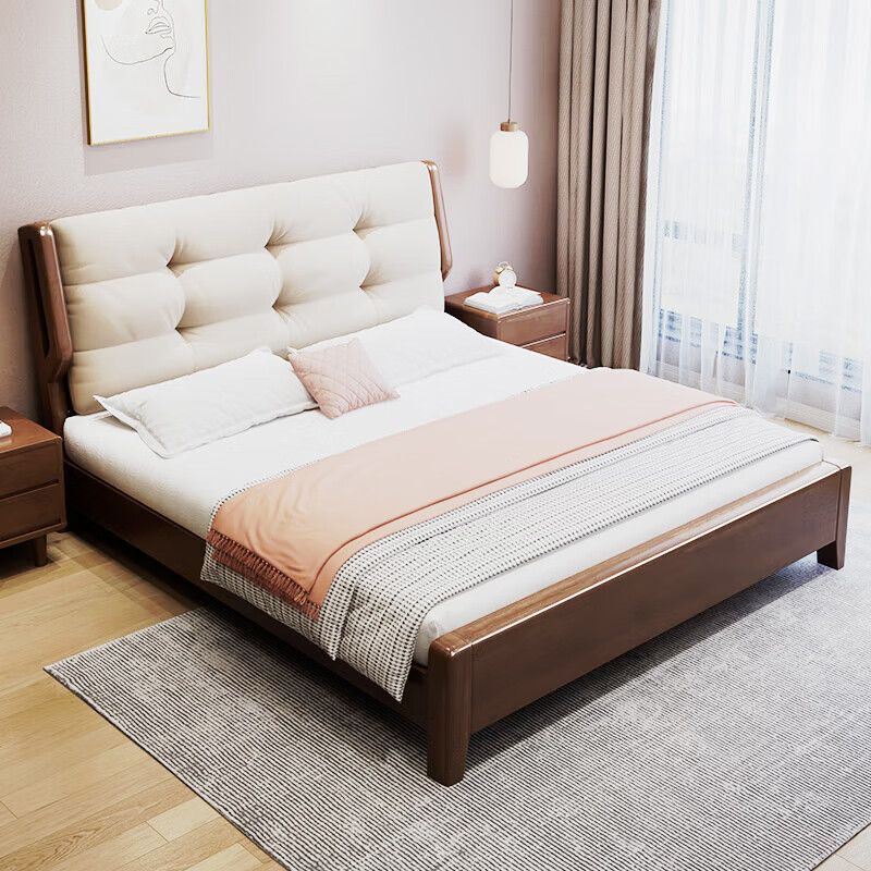 圣德列现代简约卧室床双人床主卧大床储物床出租房家用双人床含床垫1.8m