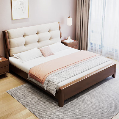 圣德列现代简约卧室床双人床主卧大床储物床出租房家用双人床含床垫1.8m