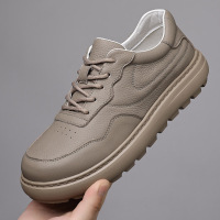 头层牛皮秋冬季新款男士休闲鞋真皮透气百搭鞋子超轻厚底皮鞋男鞋