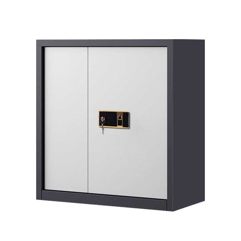 豪利特指纹电子保密柜钢制密码文件柜档案柜矮柜资料柜办公柜单节灰白钥匙指纹