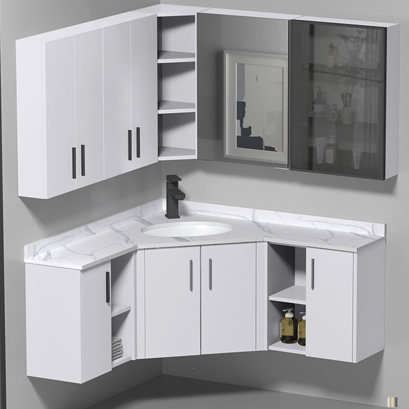 半梅三角浴室柜转角柜太空铝卫生间洗漱台小户型洗手洗脸盆柜组合